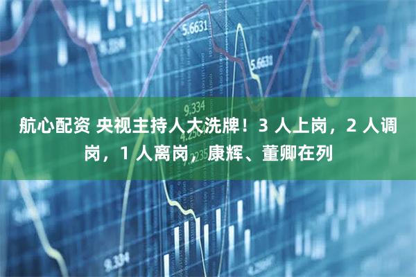 航心配资 央视主持人大洗牌！3 人上岗，2 人调岗，1 人离岗，康辉、董卿在列